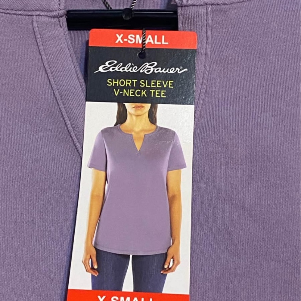NWT Eddie Bauer Women's Lavender Short Sleeve Cotton Tee X- Small Lavender/Dusk